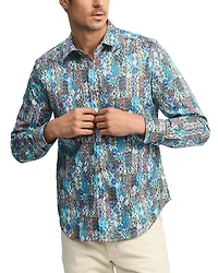 Robert Graham Merola Cotton Stretch Printed Classic Fit Button Down Shirt