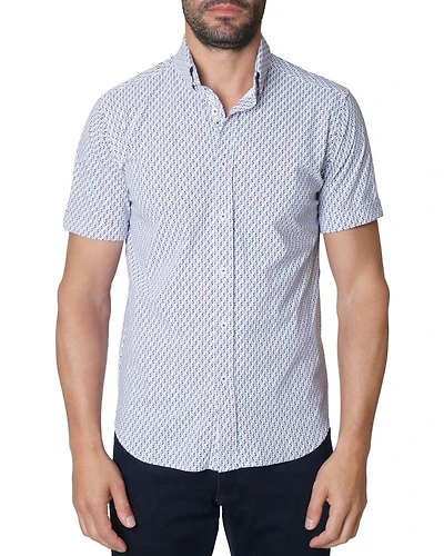 Moyer Nylon Stretch Printed Tailored Fit Button Down Shirt