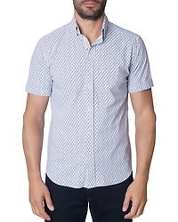 Moyer Nylon Stretch Printed Tailored Fit Button Down Shirt