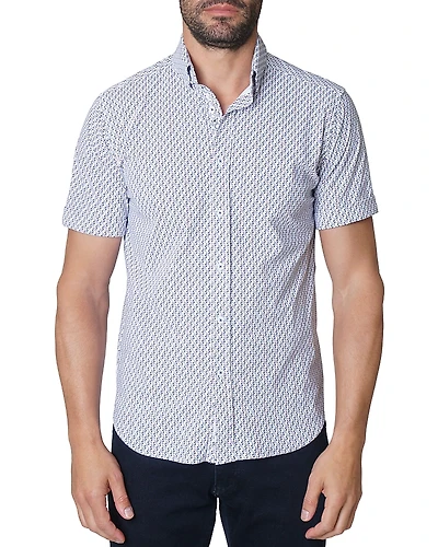 Robert Graham Moyer Nylon Stretch Printed Tailored Fit Button Down Shirt