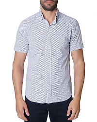 Robert Graham Moyer Nylon Stretch Printed Tailored Fit Button Down Shirt