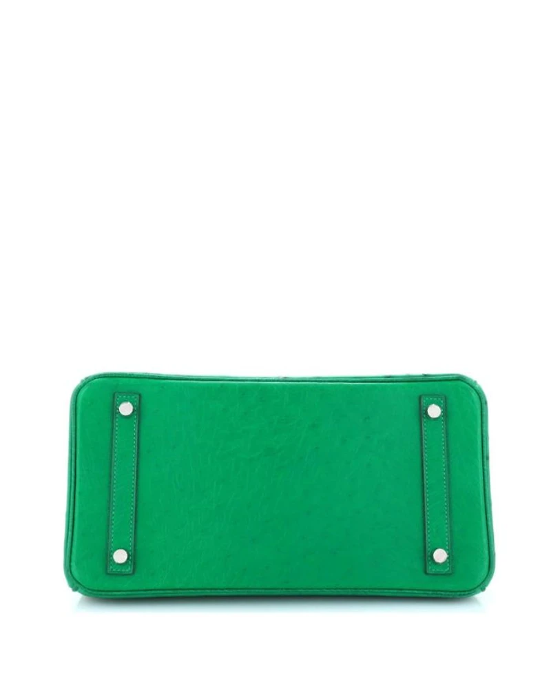 Birkin 30 Handbag Green Ostrich with Palladium Hardware