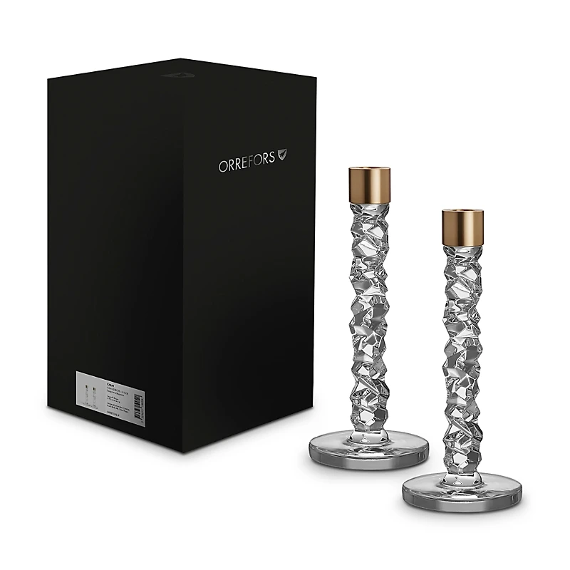 Orrefors Carat Candlesticks, Set of 2