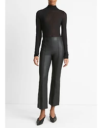 Stretch Leather Cropped Flare Pants