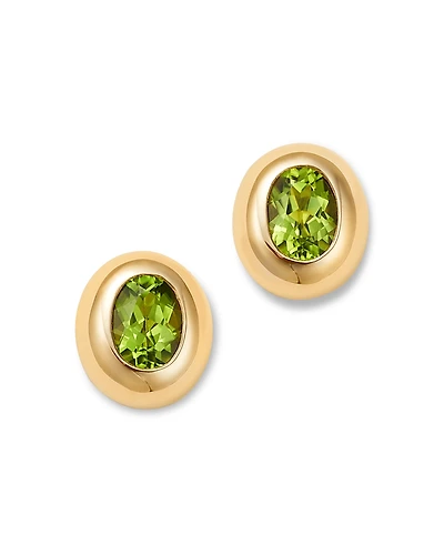 Bloomingdale's Fine Jewelry Peridot Polished Bezel Oval Stud Earrings