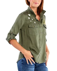 Hello Sunshine Embroidered Denim Shirt