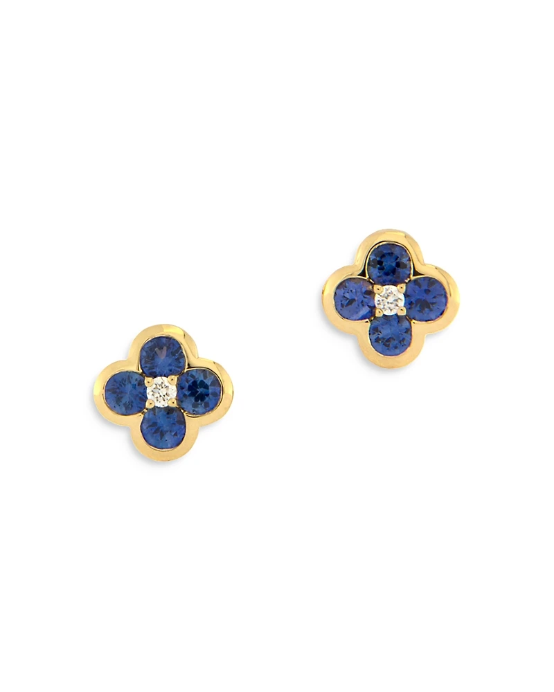 Bloomingdale's Fine Collection Sapphire & Diamond Bezel Clover Stud Earrings