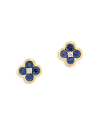 Bloomingdale's Fine Collection Sapphire & Diamond Bezel Clover Stud Earrings