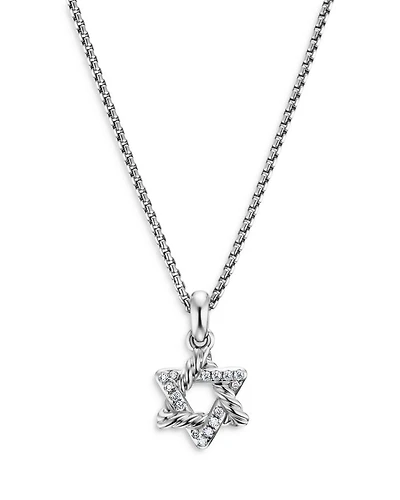 Star of David Pendant Necklace in Sterling Silver with Diamonds