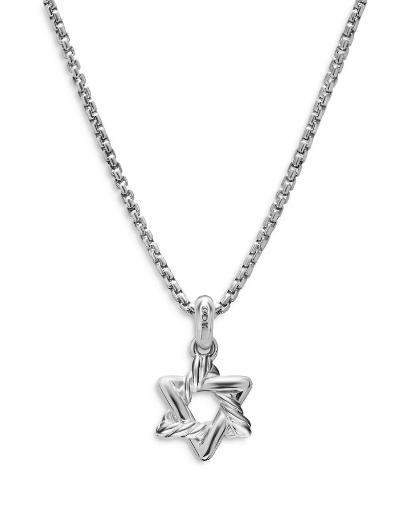 Star of David Pendant Necklace in Sterling Silver, 9.6mm