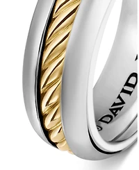 Men's Cable Inset Band Ring Sterling Silver with 18K Yellow Gold, 8mm