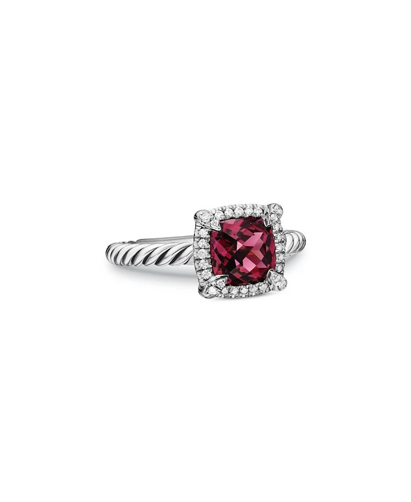 Sterling Silver Petite Chatelaine® Ring with Garnet & Diamonds - Exclusive