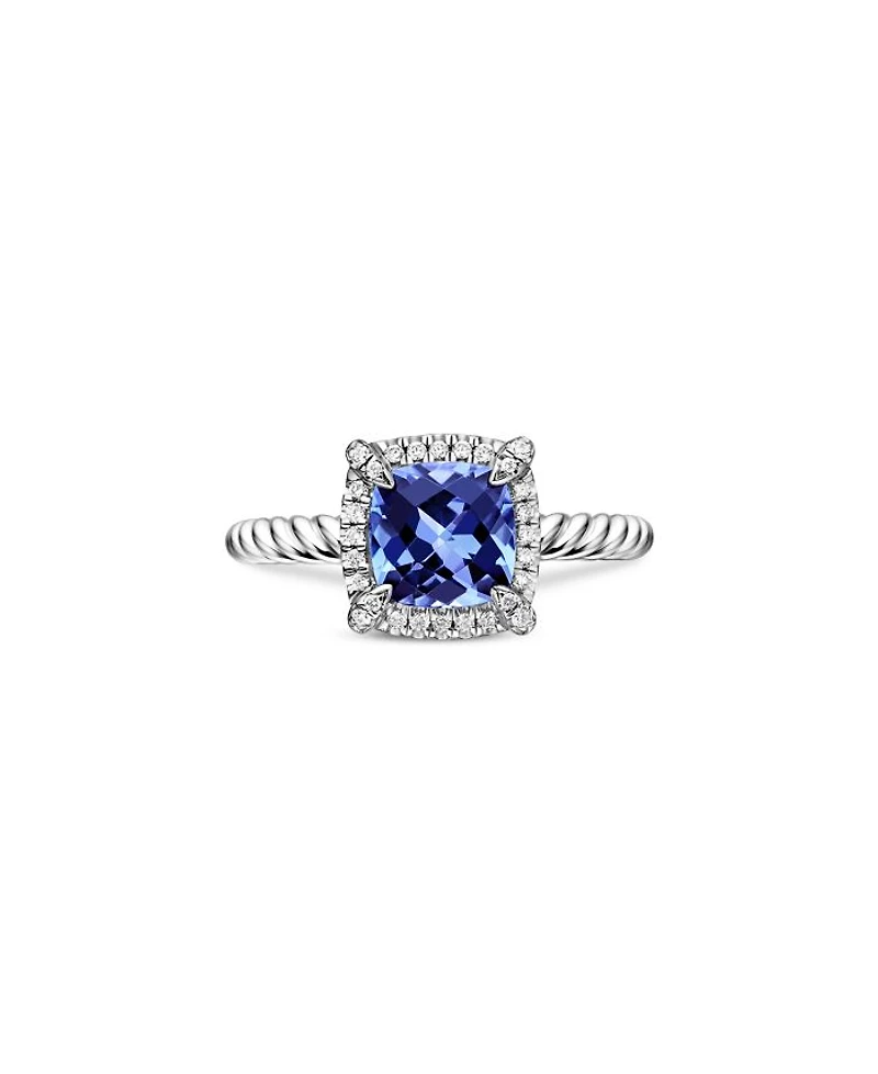 18K White Gold Petite Chatelaine® Tanzanite & Diamond Ring