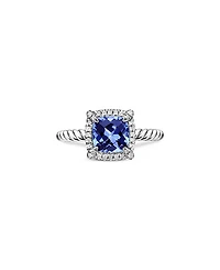 David Yurman 18K White Gold Petite Chatelaine Tanzanite & Diamond Ring