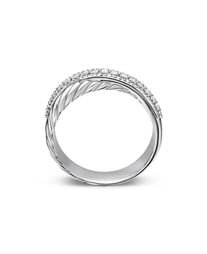 Crossover Ring with Diamonds
