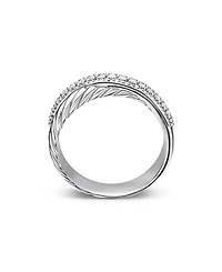 Crossover Ring with Diamonds