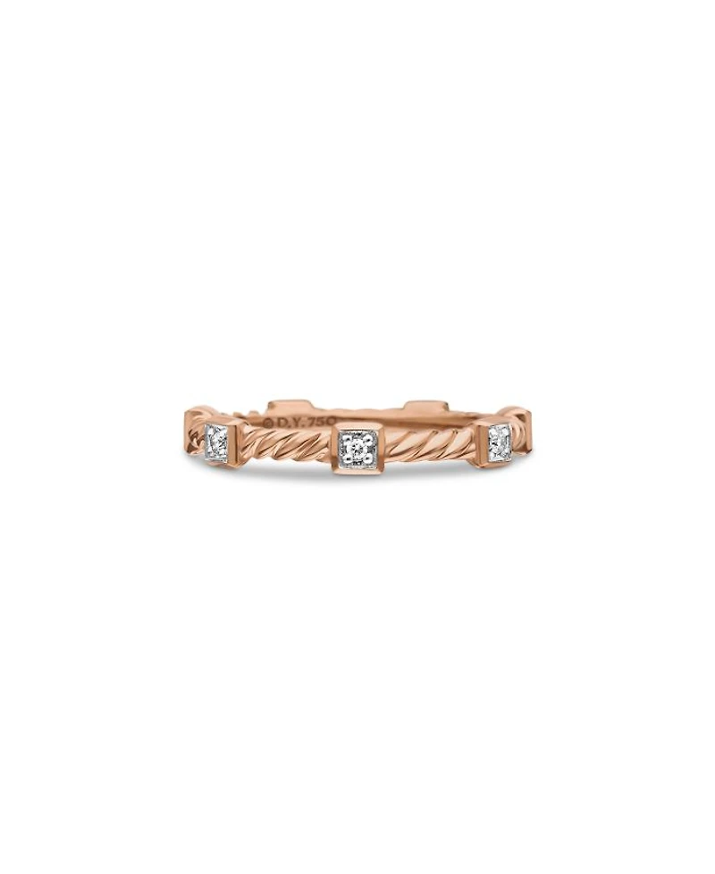 Cable Collectibles Stack Ring 18K Rose Gold with Diamonds