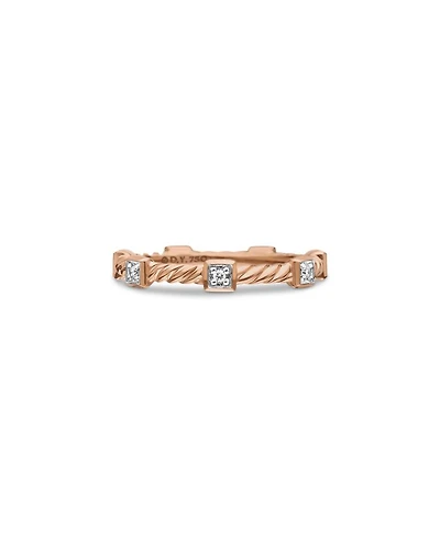 Cable Collectibles Stack Ring 18K Rose Gold with Diamonds