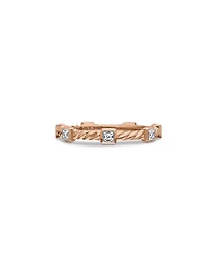 Cable Collectibles Stack Ring 18K Rose Gold with Diamonds
