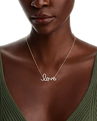 14K Yellow Gold Diamond Big Love Script Pendant Necklace, 18"