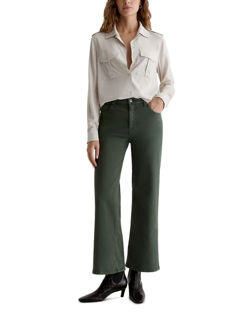 Saige Mid Rise Wide Leg Cropped Jeans Gallery White