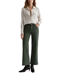 Saige Mid Rise Wide Leg Cropped Jeans Gallery White