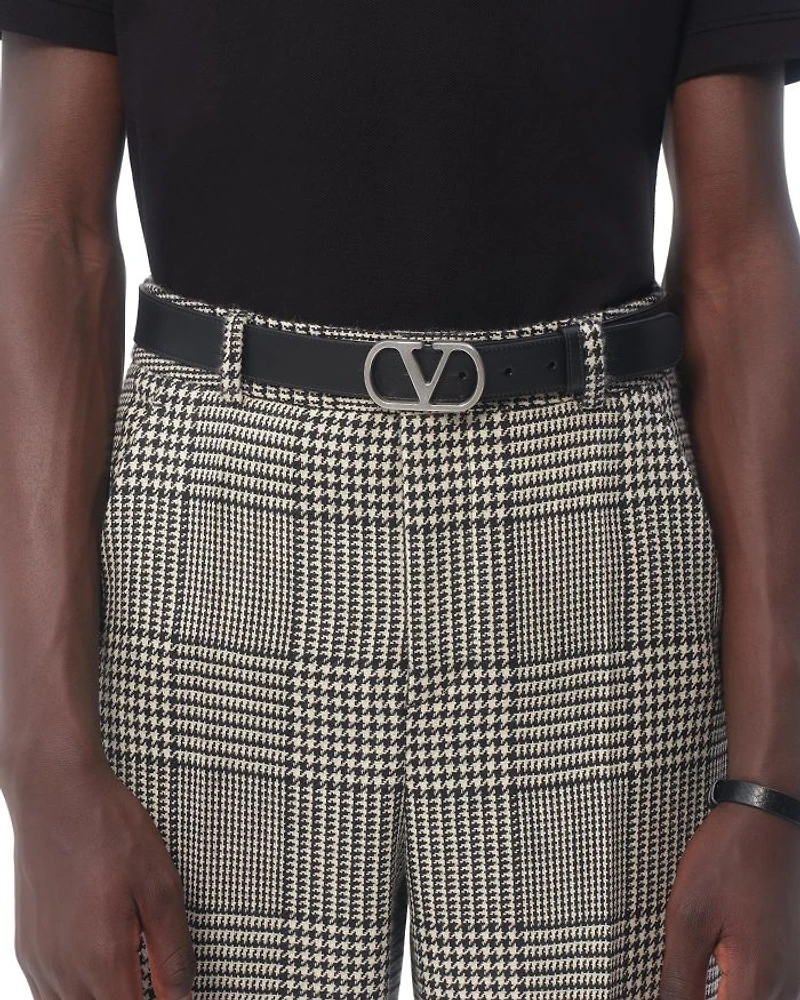 Men's Logo Buckle Leather Belt