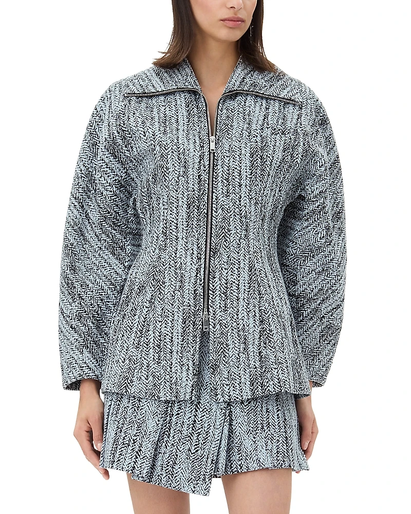 Ganni Tweed Curve Sleeve Jacket