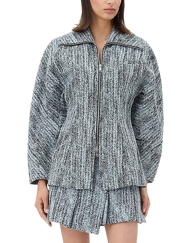 Ganni Tweed Curve Sleeve Jacket