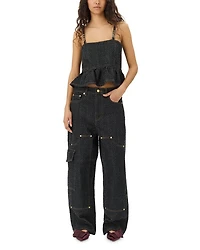 Fluffy Denim Carpenter Jeans Black