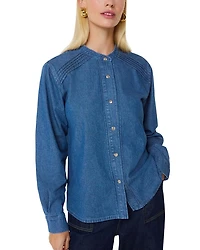 Pintucked Denim Shirt
