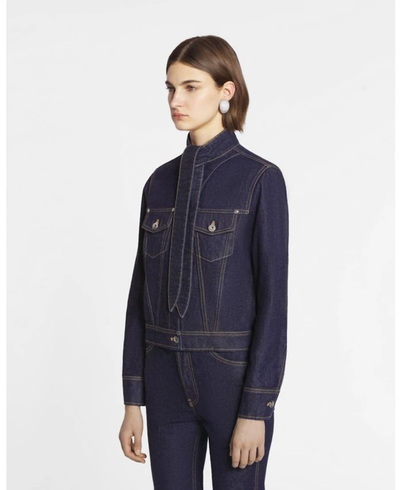 Ascot Collar Jacket Denim