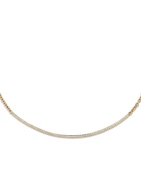 18K Rose Gold Diamond Curved Bar Necklace, 15"