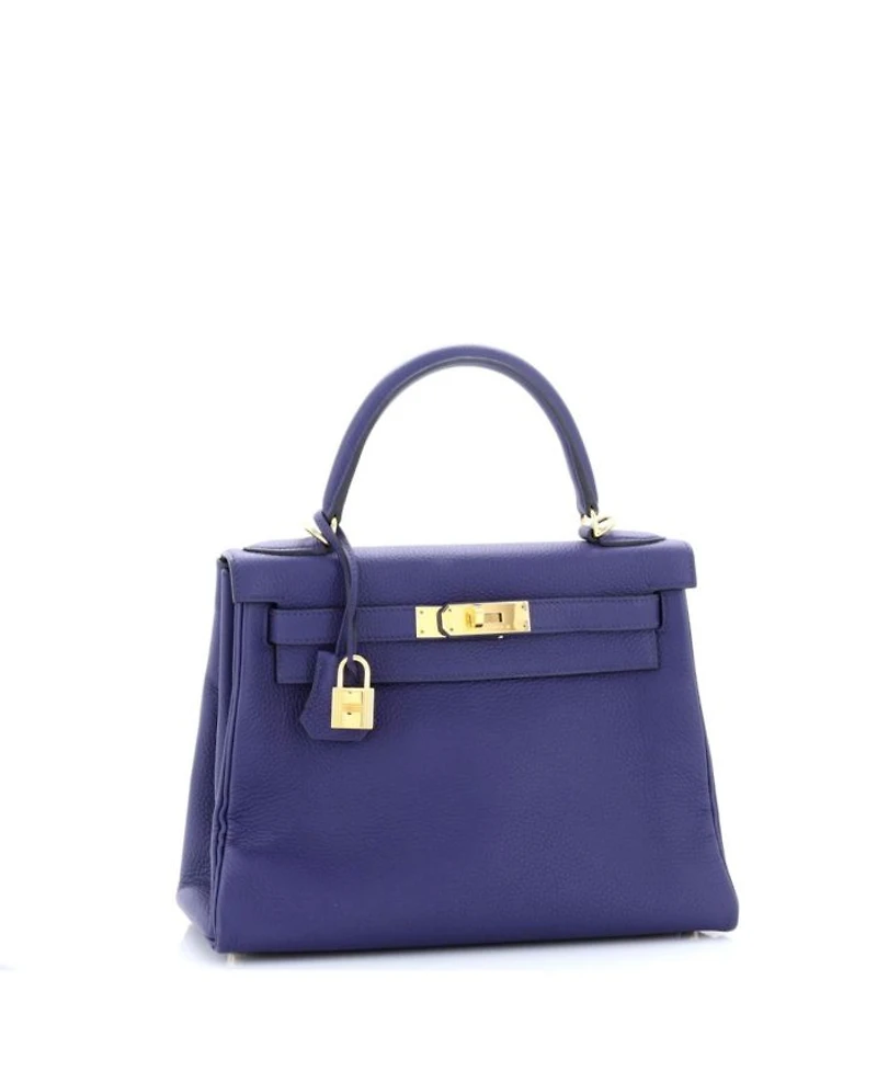 Kelly Handbag Blue Togo with Gold Hardware