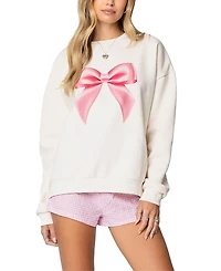 Edikted Bow Brat Printed Sweatshirt