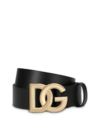 Dolce & Gabbana Men's Leather Dg Logo Pin Buckle Belt