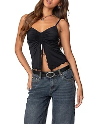 Edikted Landon Drawstring Split Front Top