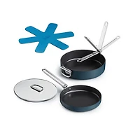 Space Saving 3-Piece Essential Cookware Set with Folding Handles