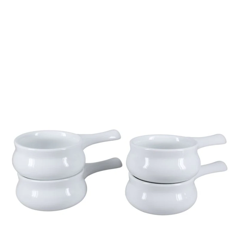 Onion Soup 12 oz. White Bowls, Set of 4