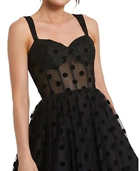 Polka Dot Net Bustier A-Line Midi Dress