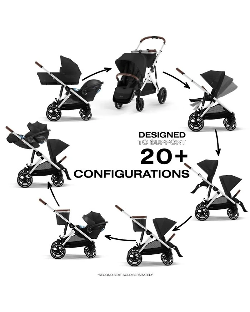 Gazelle S 2 Single to Double + Aton G Swivel Travel System with Cot