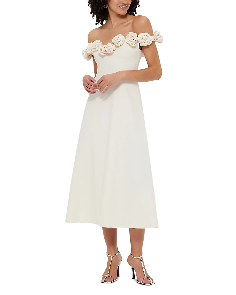 Leo Lin Annette Floral Off The Shoulder Midi Dress