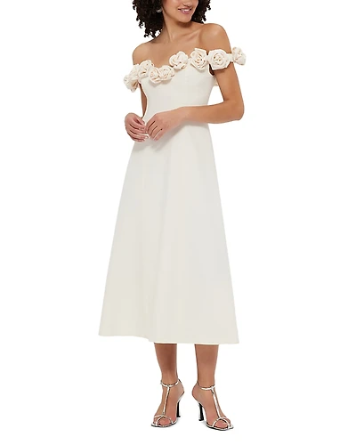 Leo Lin Annette Floral Off The Shoulder Midi Dress