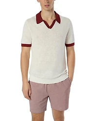 Linen Color Blocked Polo Shirt