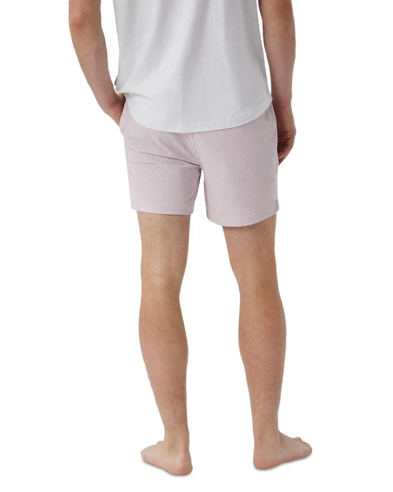 Charles Cotton & Nylon Stripe Regular Fit 5" Swim Trunks