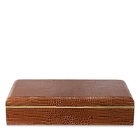 Classic Croc Embossed Leather Desk Box in Chestnut