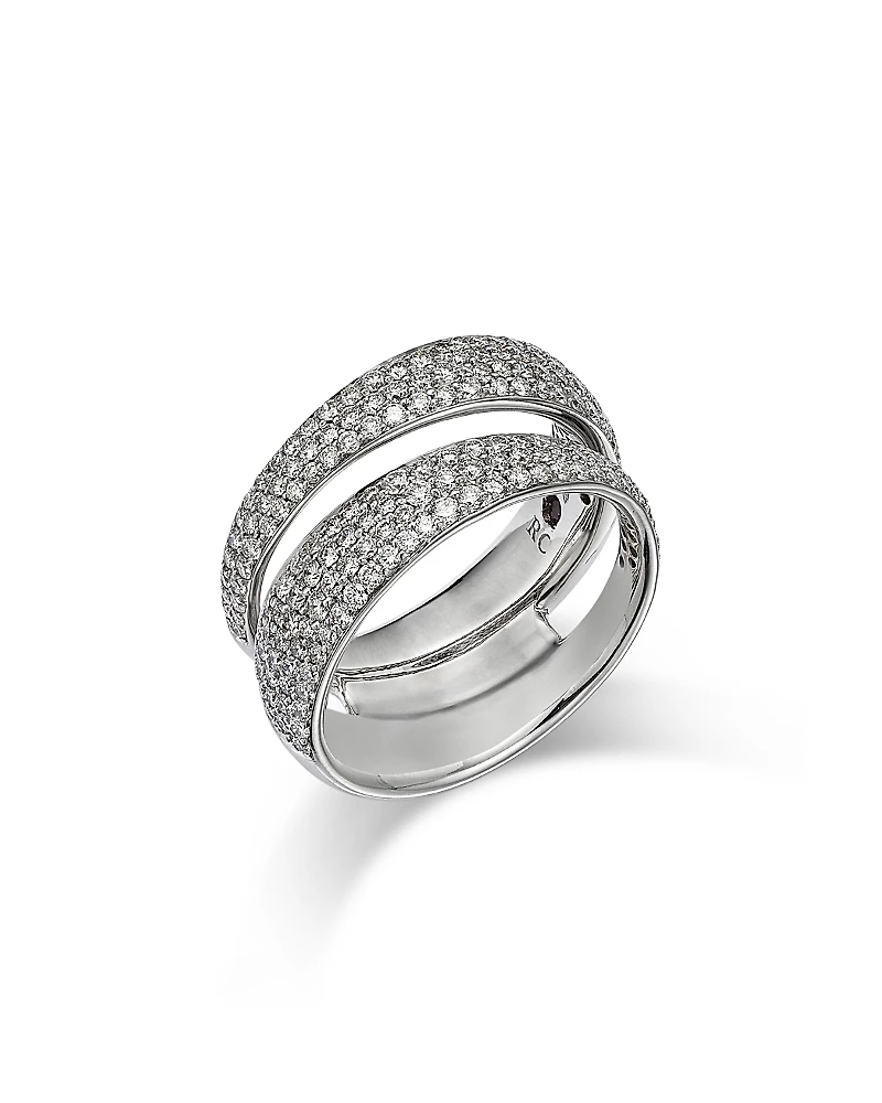 Roberto Coin 18K White Gold Scalare Diamond Double Row Ring