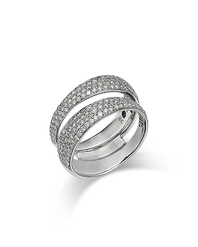 Roberto Coin 18K White Gold Scalare Diamond Double Row Ring