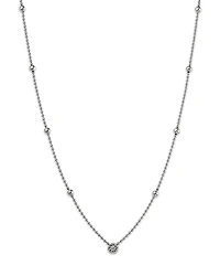 Roberto Coin 18K White Gold Alternating Bead Chain with Bezel Set Diamonds, 17