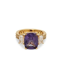 Cubic Zirconia & Purple Stone Cocktail Ring 18K Gold Plated